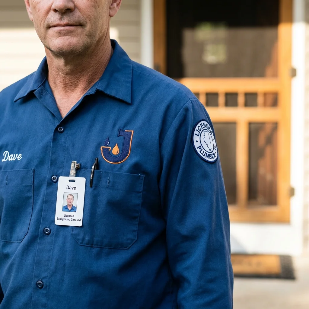 Licensed plumber showing ID badge in Herald, CA