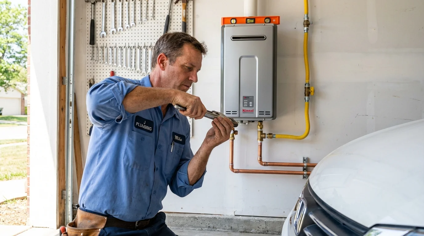 Tankless water heater installation by a Johns Plumbing LLC plumber in Herald